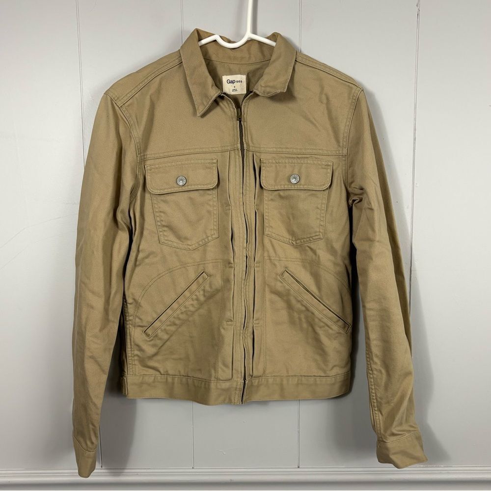 GAP 1969 Khaki Tan Utility Zipup Cotton Men’s Jacket Small Gorpcore Basic Barn